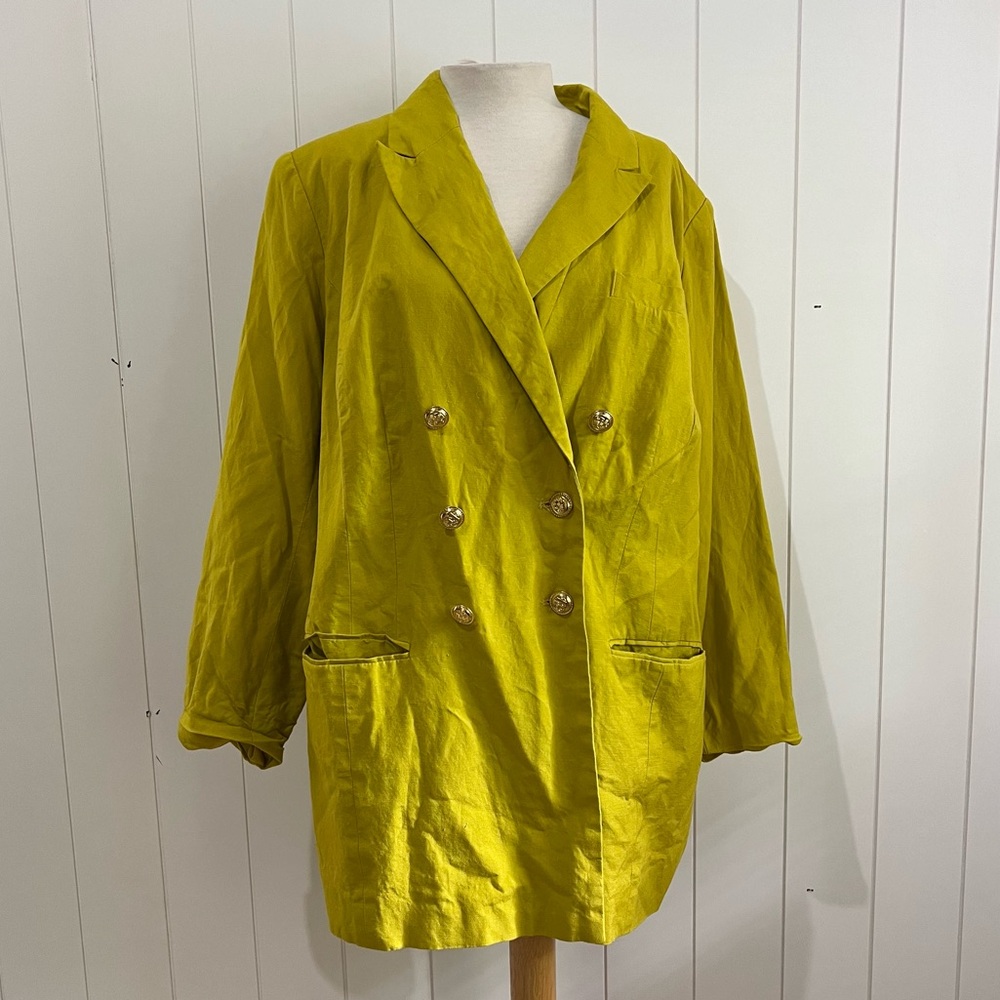Vintage Jessica London jacket Linen double breasted blazer Size18 gold
